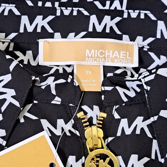 Michael Kors Size 3X, ¾ Sleeve Black & White Logo Top NWT - Picture 8 of 14